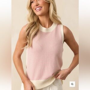 MOMENT OF TRUTH LIGHT PINK STRIPE KNIT SWEATER VEST